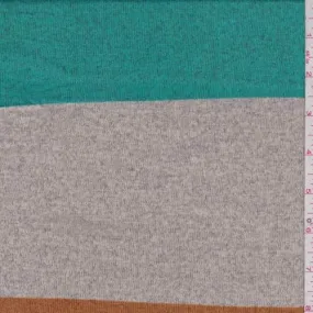 3 1/2 YD PC-Green/Grey/Orange Stripe Sweater Knit Fabric