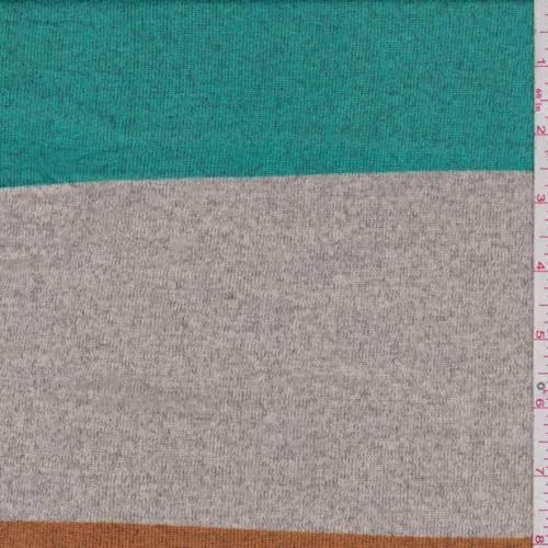 3 1/2 YD PC-Green/Grey/Orange Stripe Sweater Knit Fabric