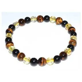 6mm Tiger Eye,Citrine & Touramline, Black bracelet