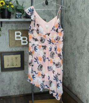 A New Day Women's Floral Print Sleeveless Wrap Dress Pink XL