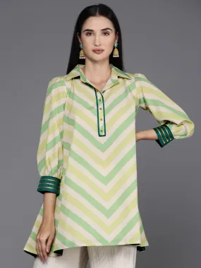 Ahalyaa Shirt Collar Striped Ethnic Tunic