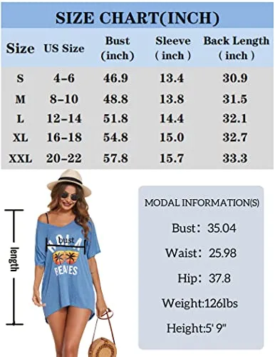 AI'MAGE Swimsuit Cover Up Women's Beach Dress Plus Size Bathing Suit Coverup Casual T Shirt Dresses Beachwear Army Green