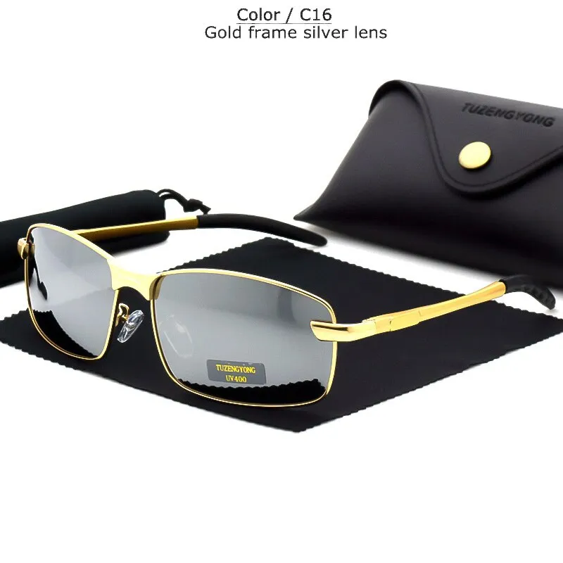 Aluminum alloy Men's brand designer polarized Sunglasses  Square Men Driving Sun Glasses Male Goggle UV400