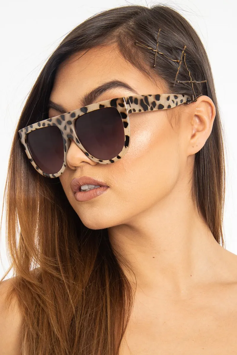 Beige Leopard Oversized Square Frame Sunglasses - Mylen