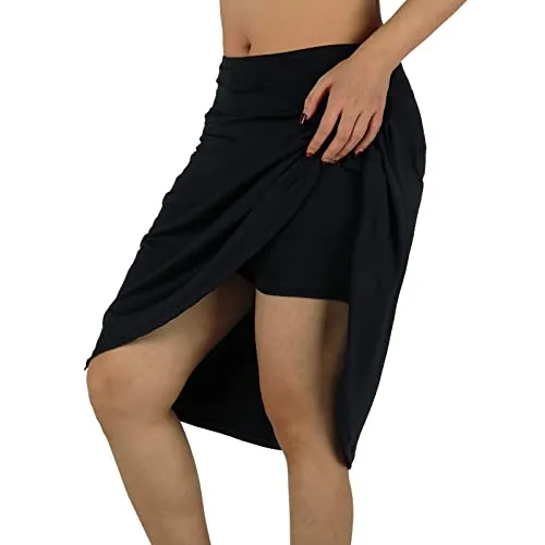 BELE ROY Knee Length Skorts Skirts for Women with Pockets Midi Skirt with Built-in Shorts Golf Tennis Skirt for Casual(Black,M)