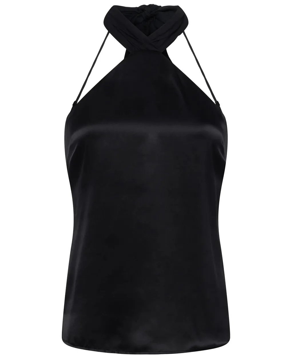 Black Rivera Drape Halter Top