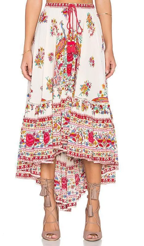 Bohemian Tribal Floral Skirt Knee Lengt Summer Beach Long Casual Skirt