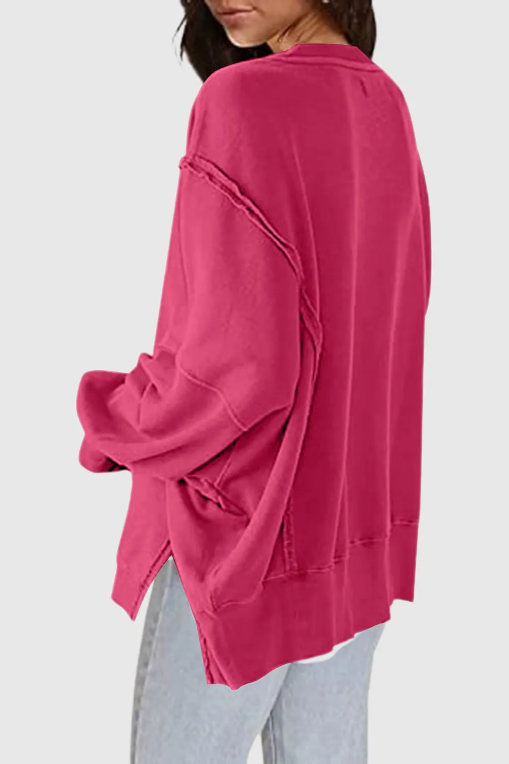 Bow Heart Valentine's Day Drop Shoulder High-Low Hem Sweatshirt