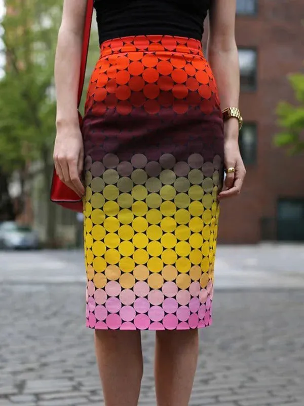 Cartoon Printed Gradient Bodycon Skirts