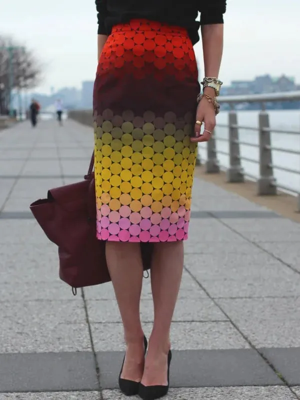 Cartoon Printed Gradient Bodycon Skirts