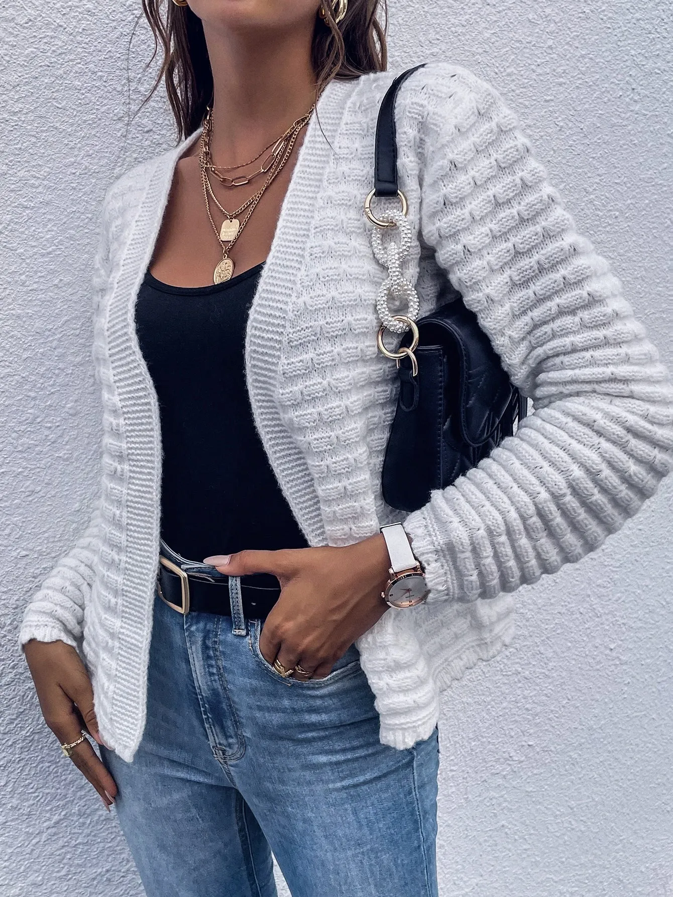 Casual Plain Long Sleeve Regular Women Cardigan