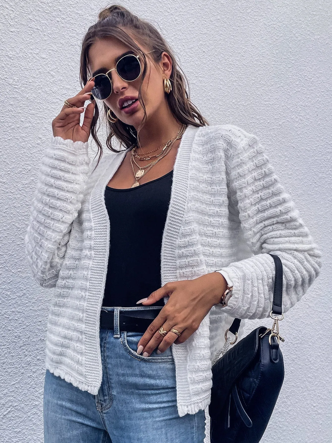 Casual Plain Long Sleeve Regular Women Cardigan