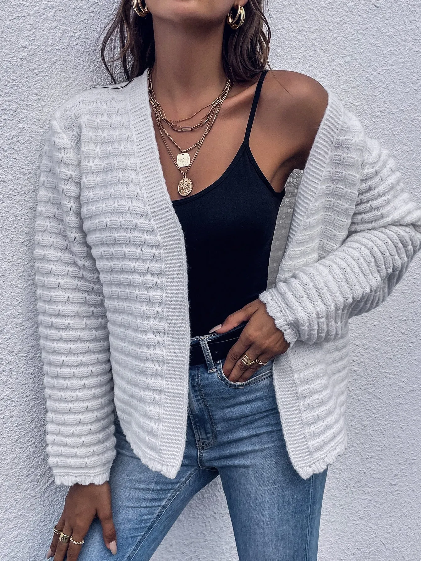 Casual Plain Long Sleeve Regular Women Cardigan