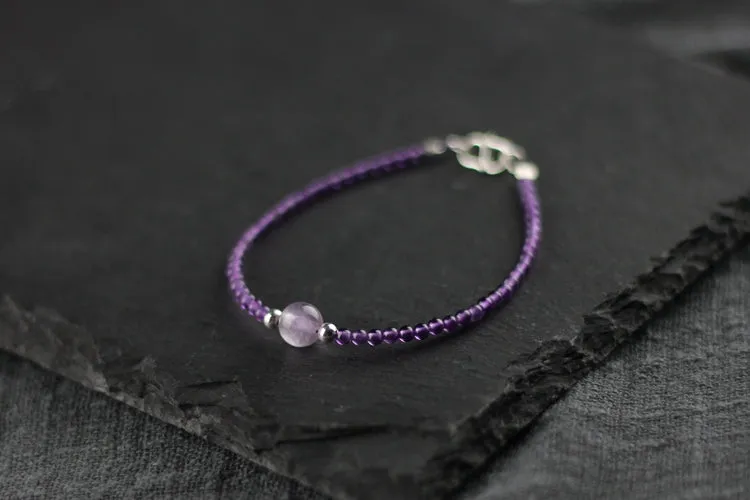 Charm Women's Amethyst Crystal Bead Bracelet Gemstone Bracelet February Birthstone Bracelet For Women