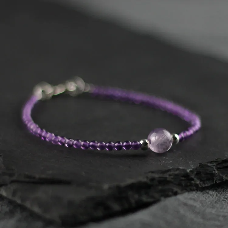 Charm Women's Amethyst Crystal Bead Bracelet Gemstone Bracelet February Birthstone Bracelet For Women