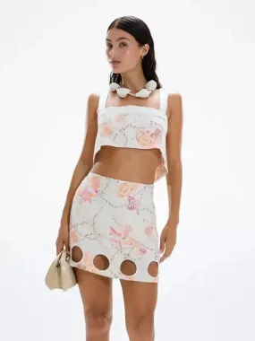 Cutout Skirt and Crop Top Summer Shell Matching Outfit