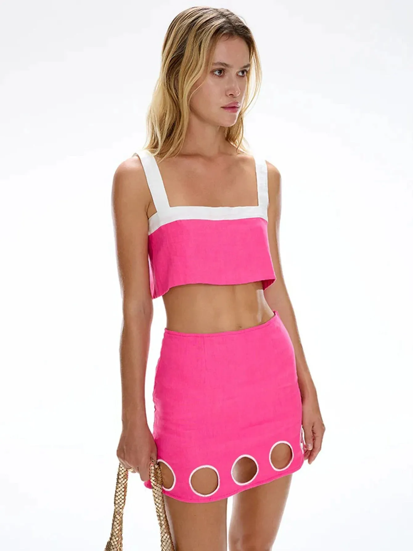 Cutout Skirt and Crop Top Summer Shell Matching Outfit