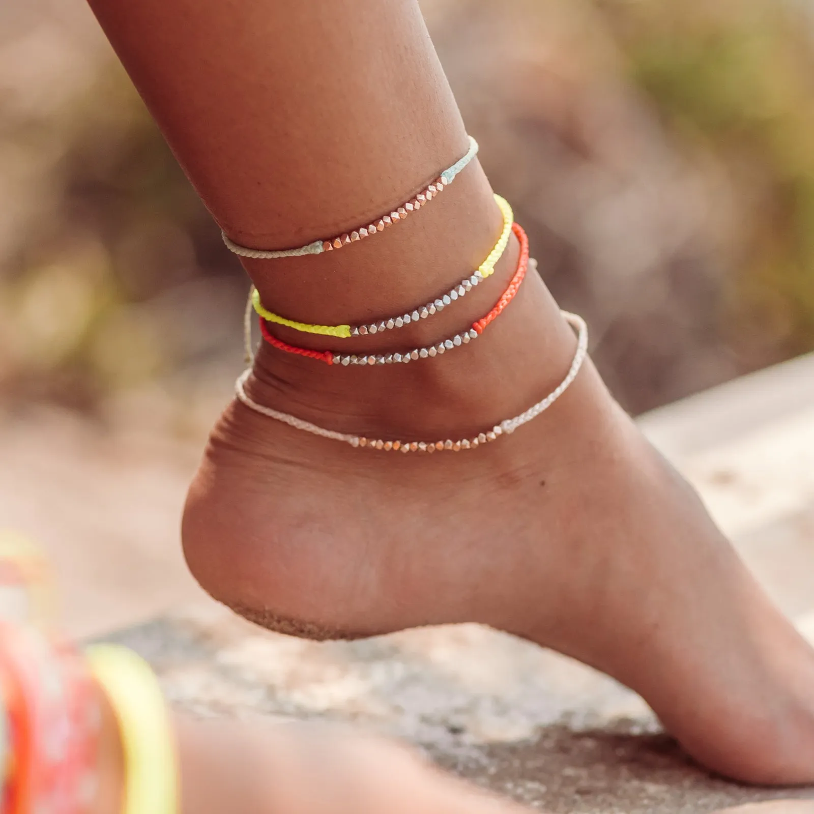 Faceted Metal Bead Anklet