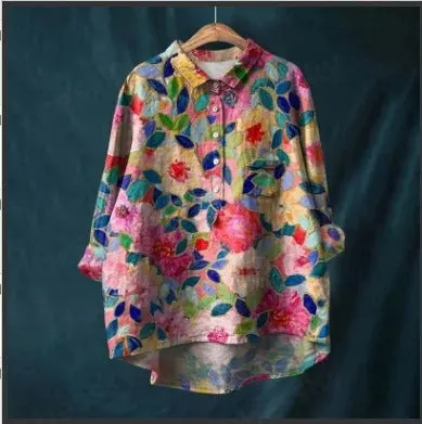 Felicity - Vibrant Floral Print Blouse for Women (XL)