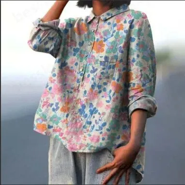 Felicity - Vibrant Floral Print Blouse for Women (XL)