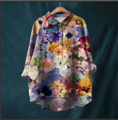 Felicity - Vibrant Floral Print Blouse for Women (XL)