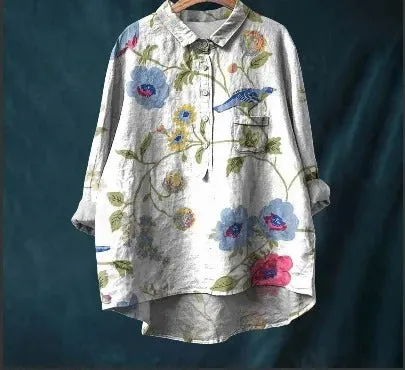 Felicity - Vibrant Floral Print Blouse for Women (XL)