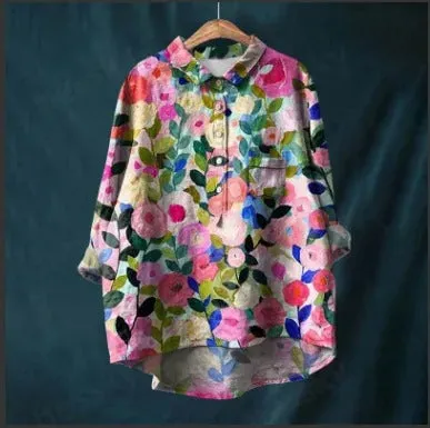 Felicity - Vibrant Floral Print Blouse for Women (XL)