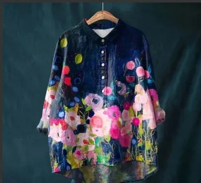 Felicity - Vibrant Floral Print Blouse for Women (XL)