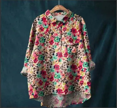 Felicity - Vibrant Floral Print Blouse for Women (XL)