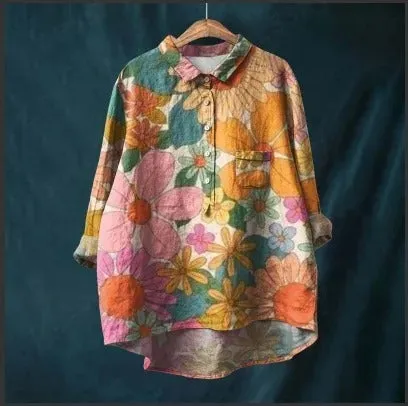 Felicity - Vibrant Floral Print Blouse for Women (XL)