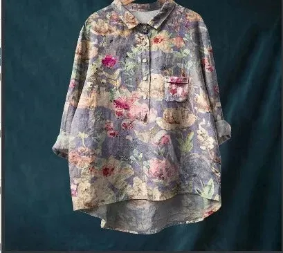 Felicity - Vibrant Floral Print Blouse for Women (XL)