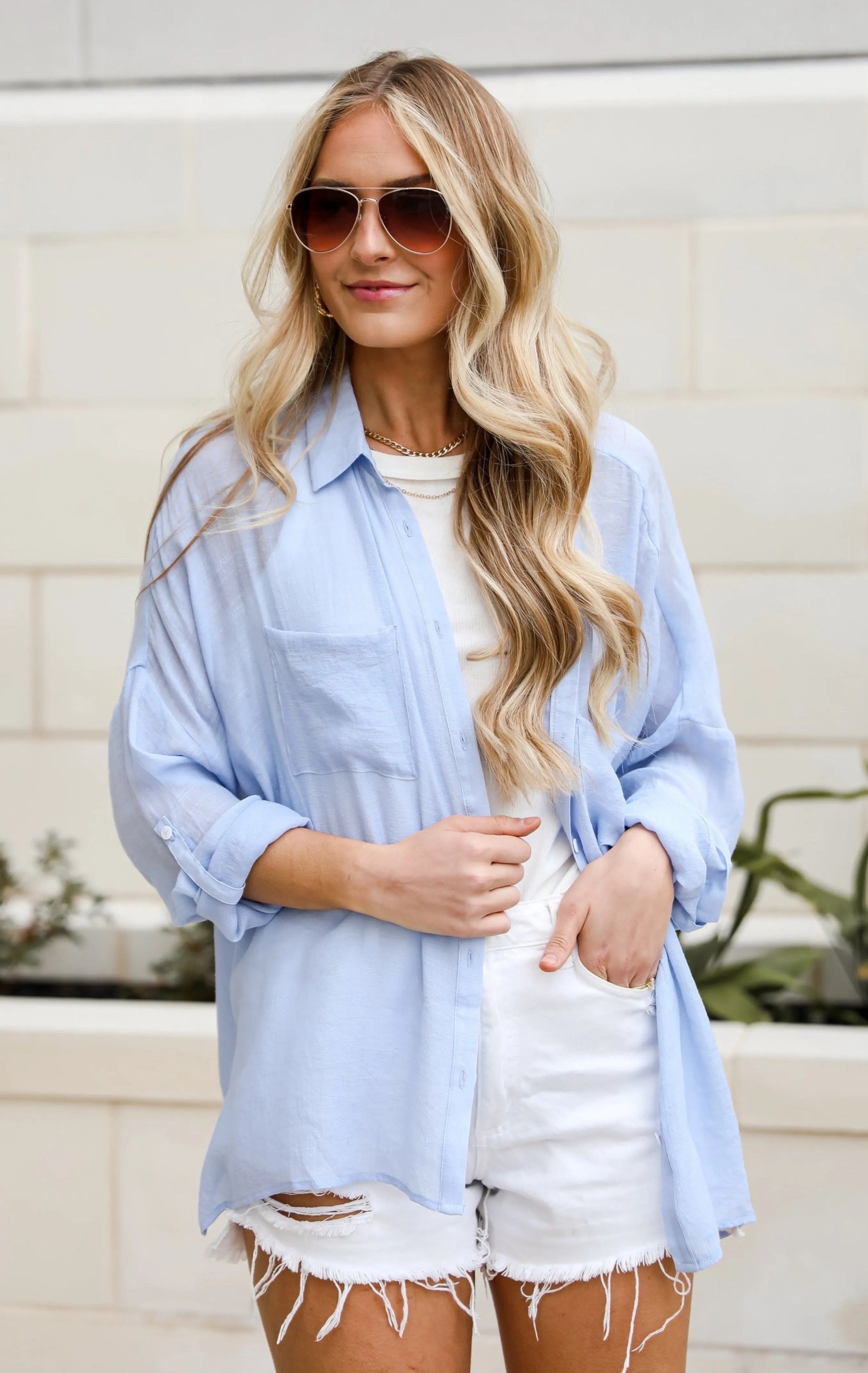 FINAL SALE - Kelsey Oversized Button-Up Blouse - DU DEAL