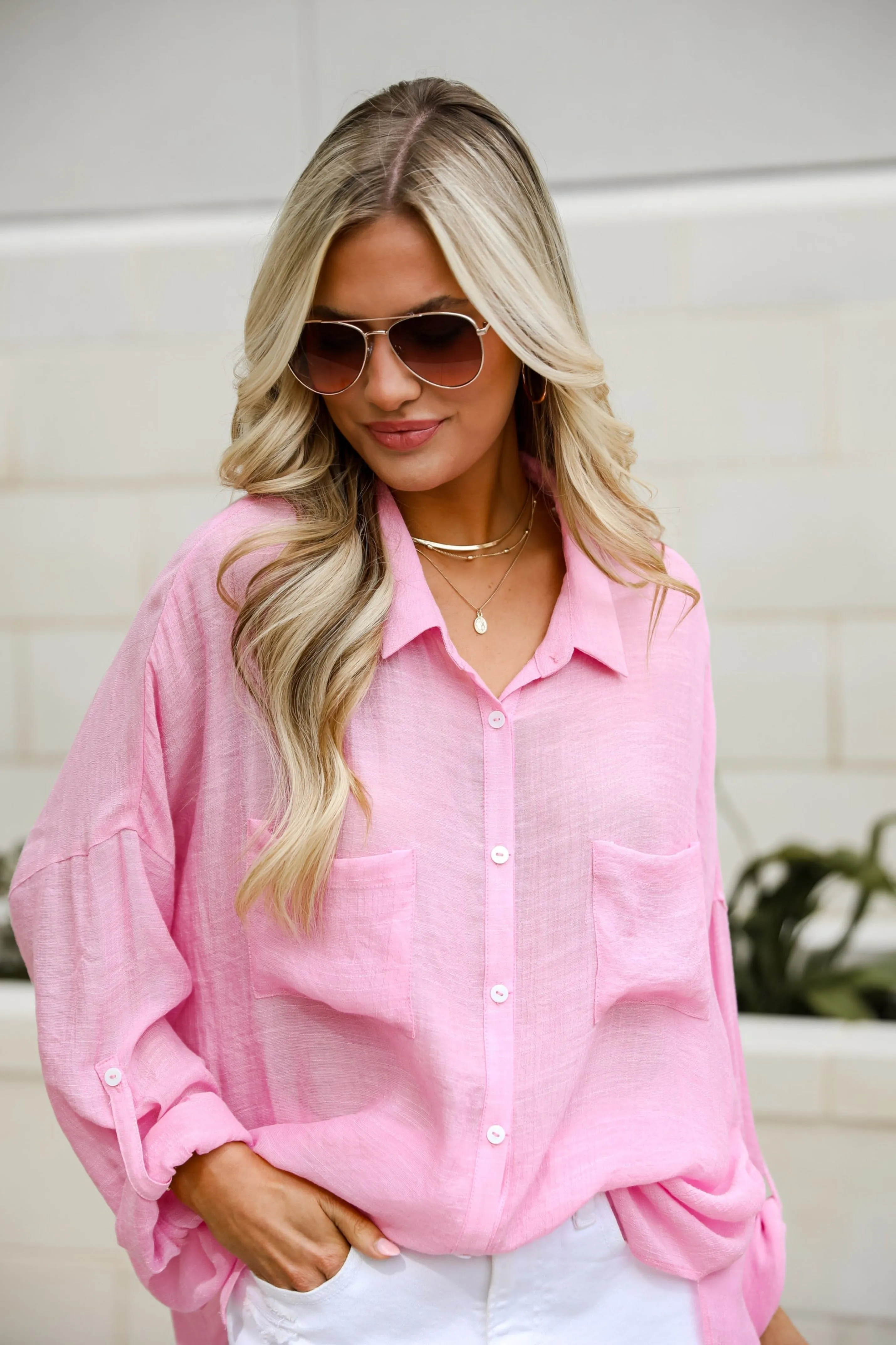 FINAL SALE - Kelsey Oversized Button-Up Blouse - DU DEAL