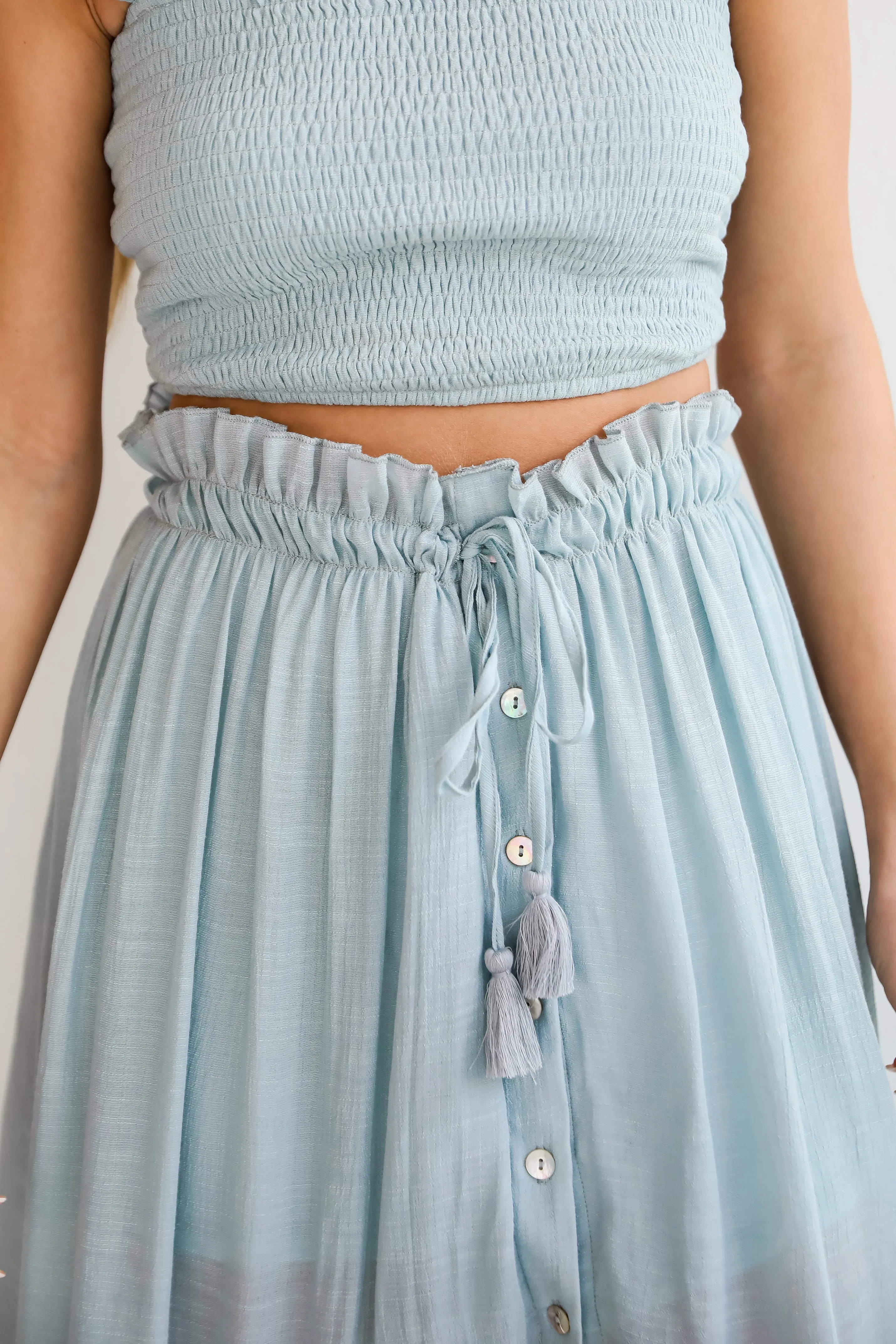 FINAL SALE - Sunny Impression Blue Maxi Skirt - DU DEAL