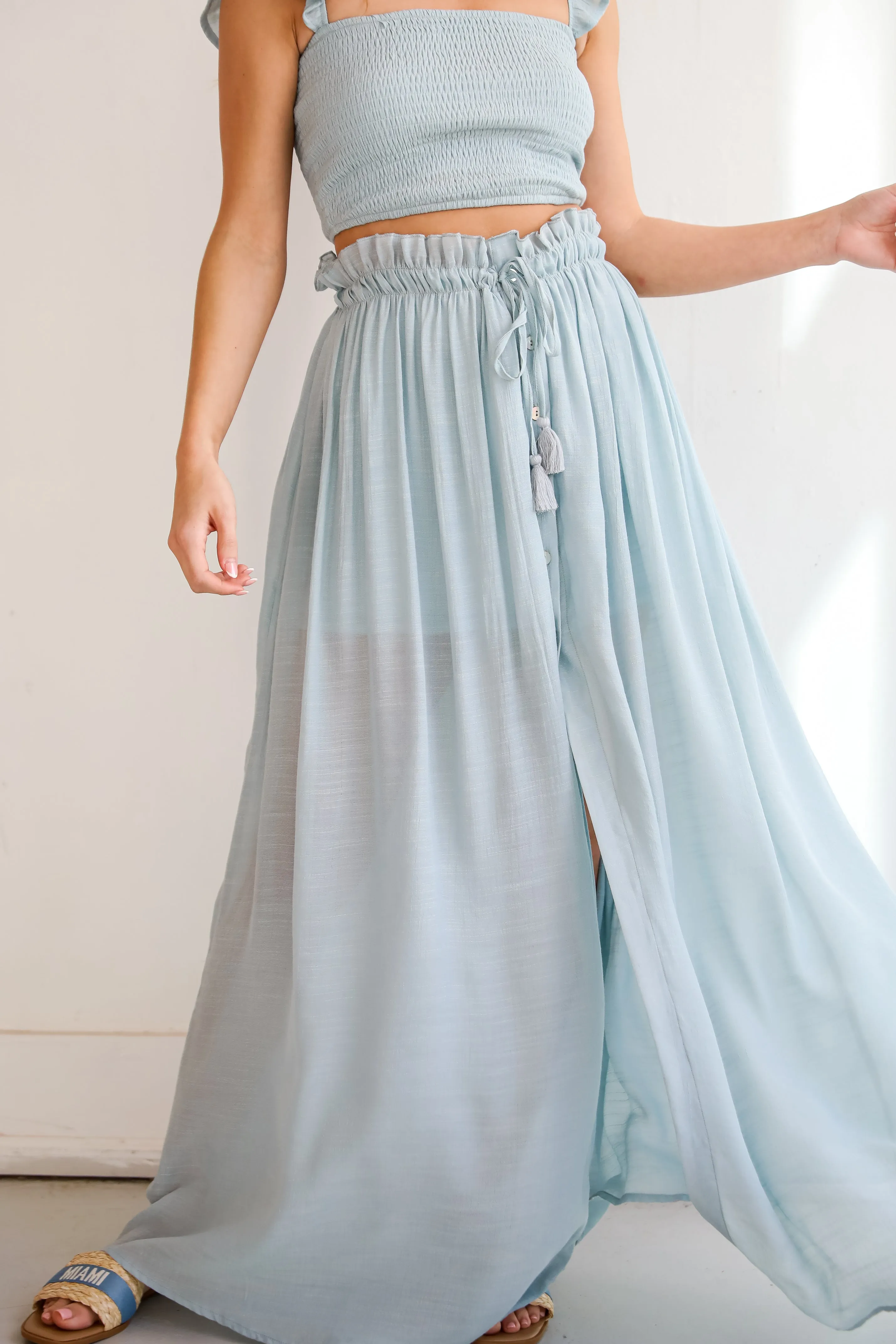 FINAL SALE - Sunny Impression Blue Maxi Skirt - DU DEAL