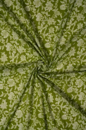 Floral Green Pure Cotton Print Fabric