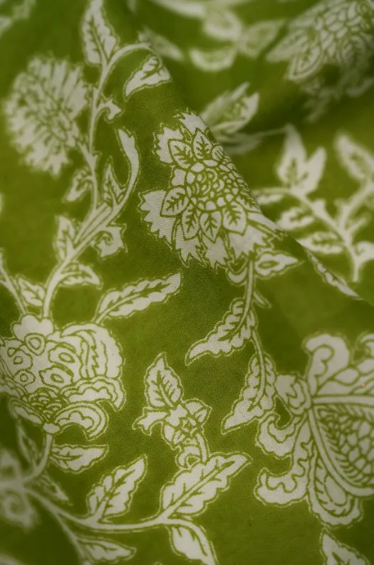 Floral Green Pure Cotton Print Fabric