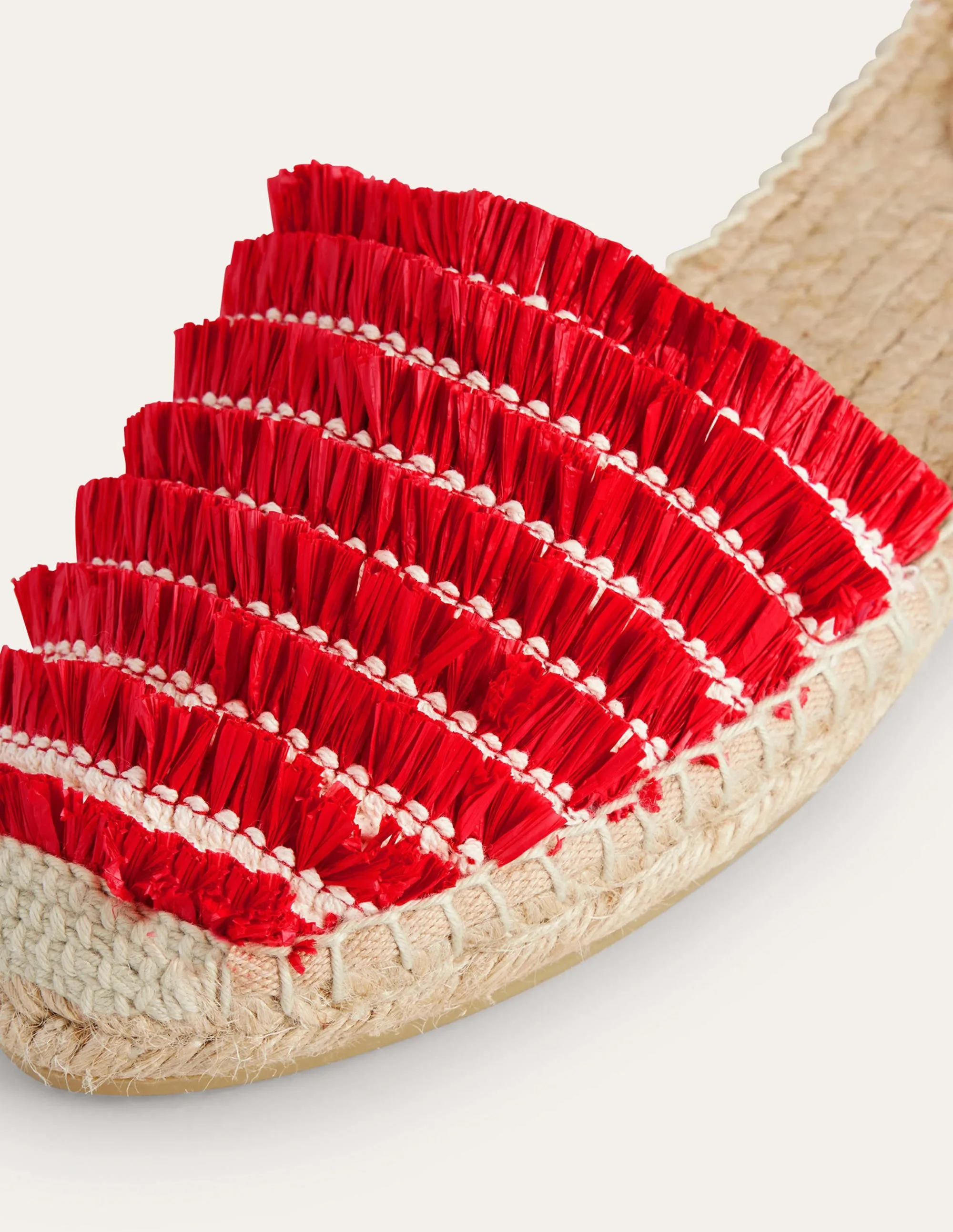 Fringe Detail Flat Espadrilles-Vermillion Red