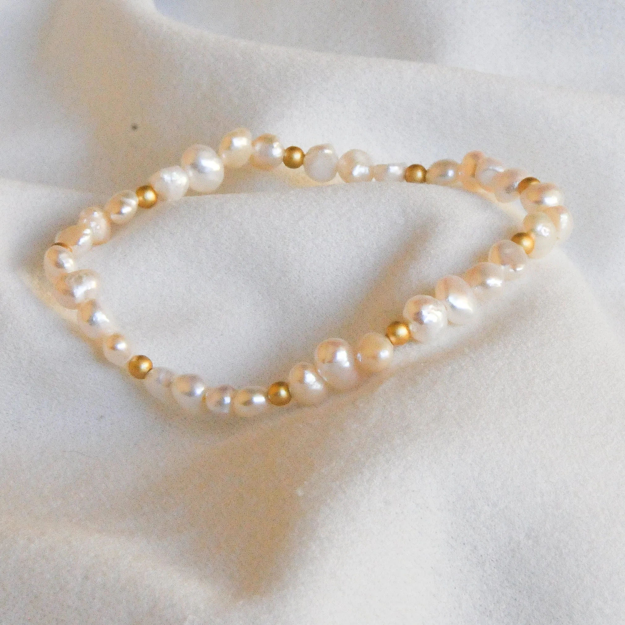 Gold Beaded Pearl Bracelet