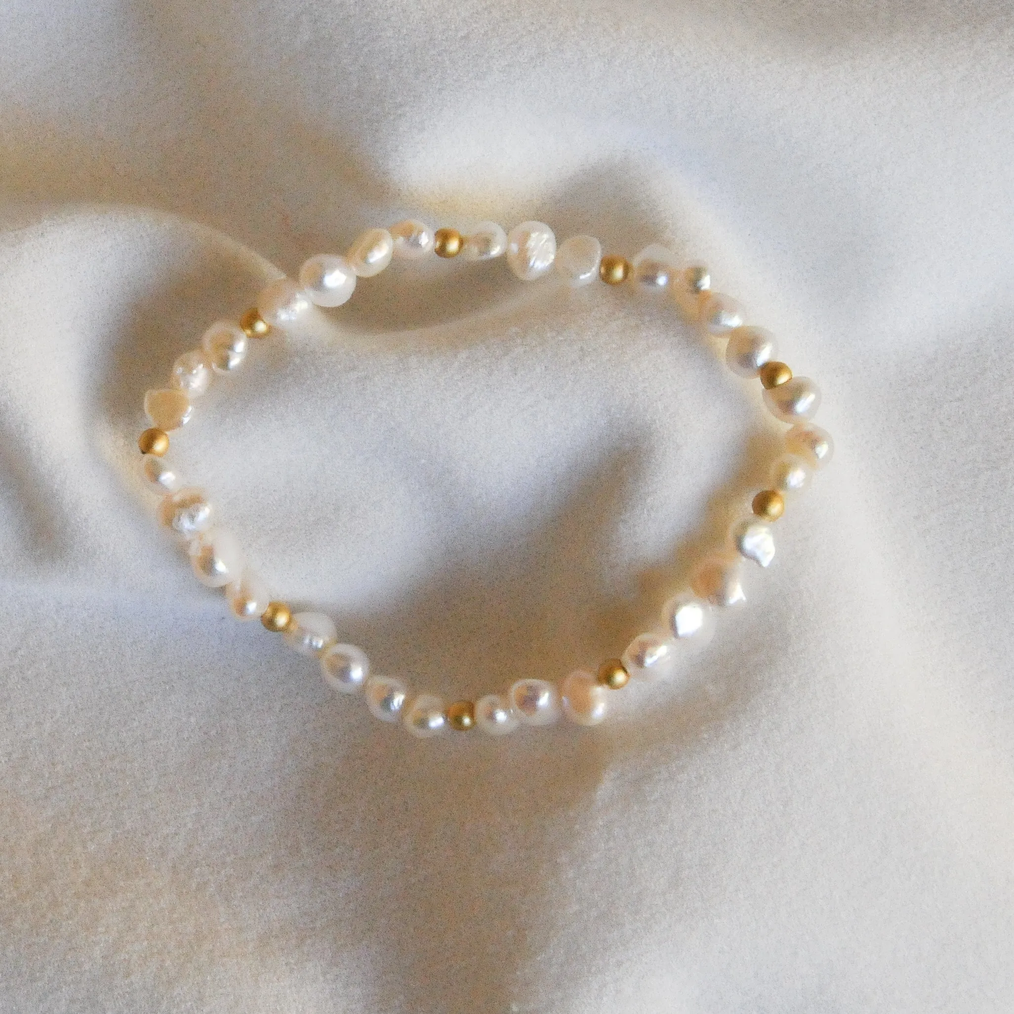 Gold Beaded Pearl Bracelet