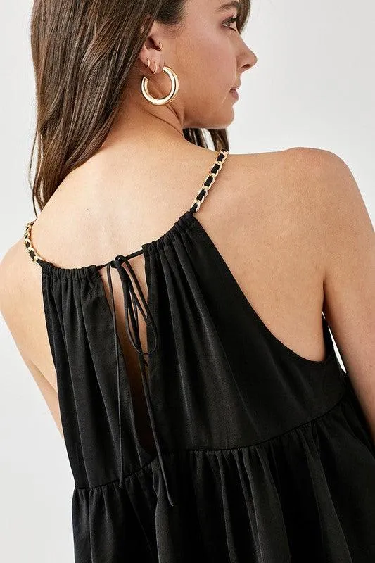 Halter Neck With Back Strap Flared Top