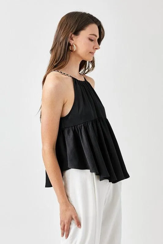 Halter Neck With Back Strap Flared Top