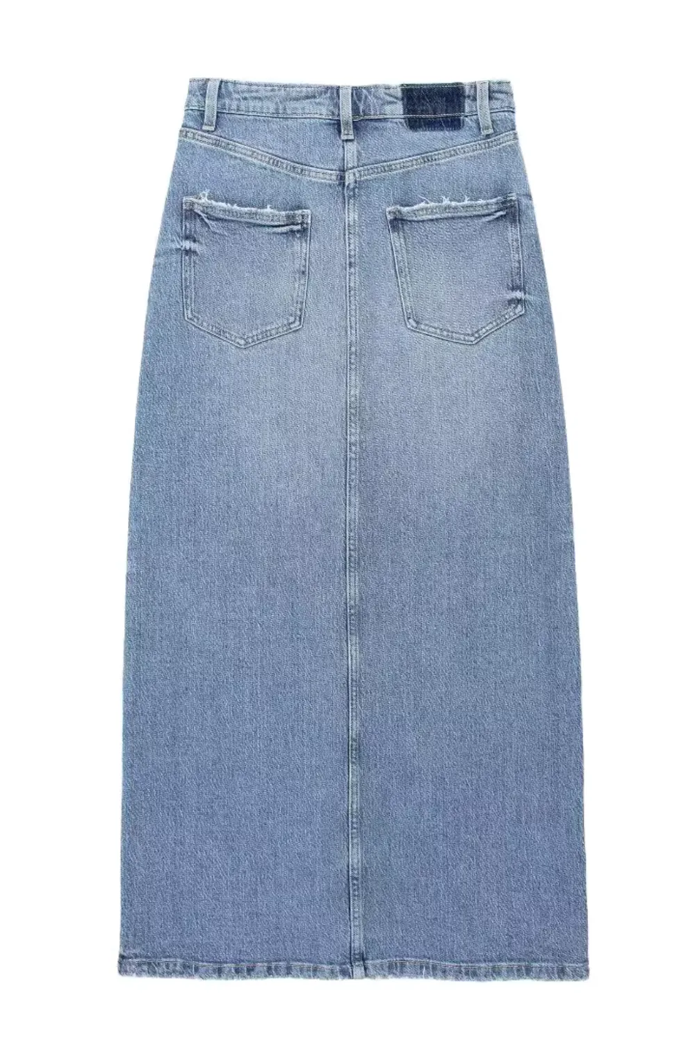 'Heidi' High-Waist Slit Denim Midi Skirt