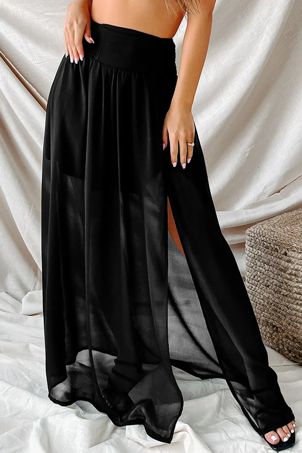 High Waist Chiffon Beach Maxi Skirt