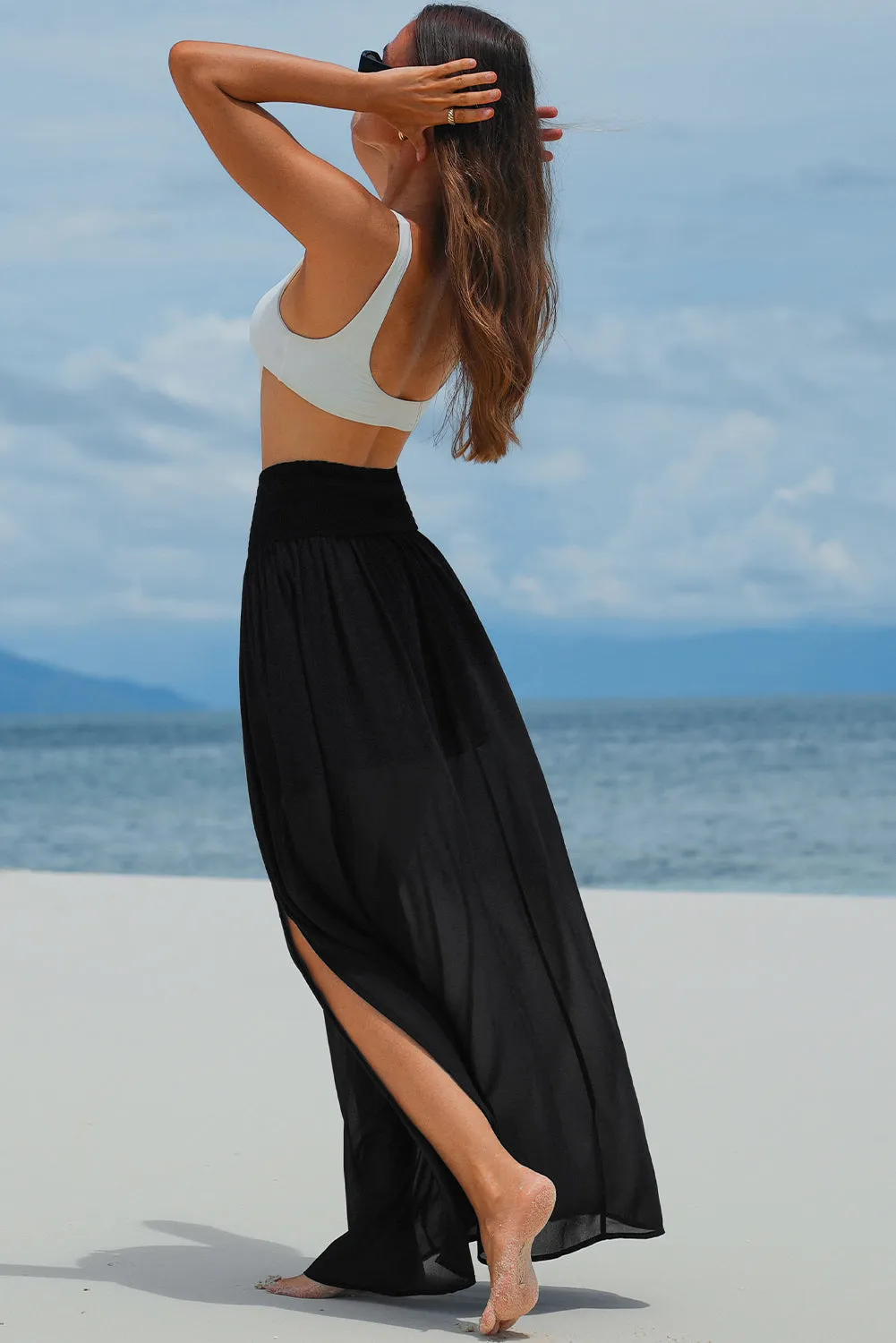 High Waist Chiffon Beach Maxi Skirt