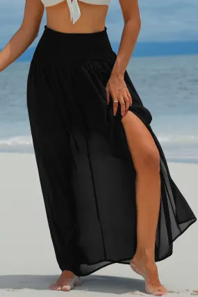 High Waist Chiffon Beach Maxi Skirt