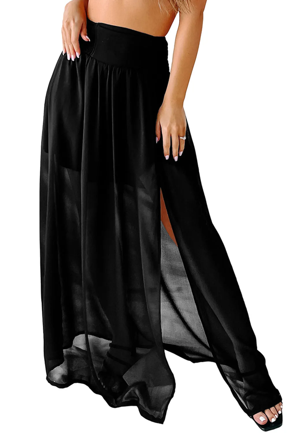 High Waist Chiffon Beach Maxi Skirt