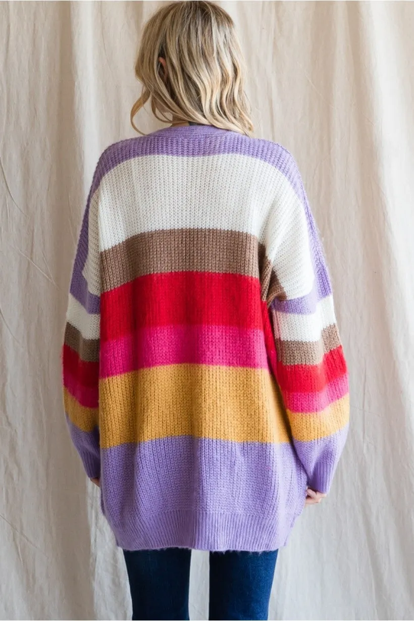 Hold it Together Striped Cardigan