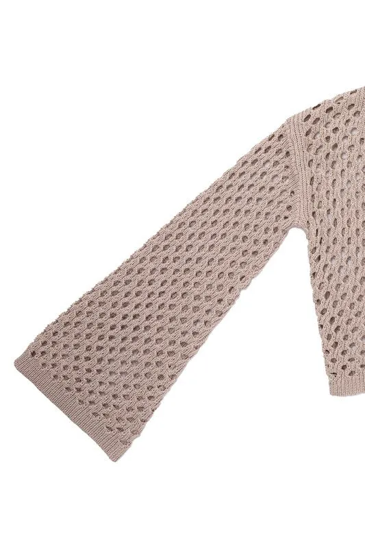 Hole-knit cardigan