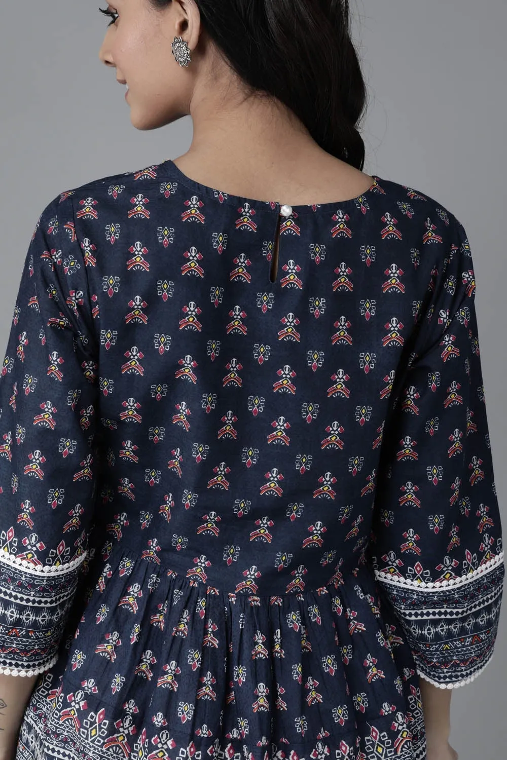 Juniper Indigo cambric floral printed tunic